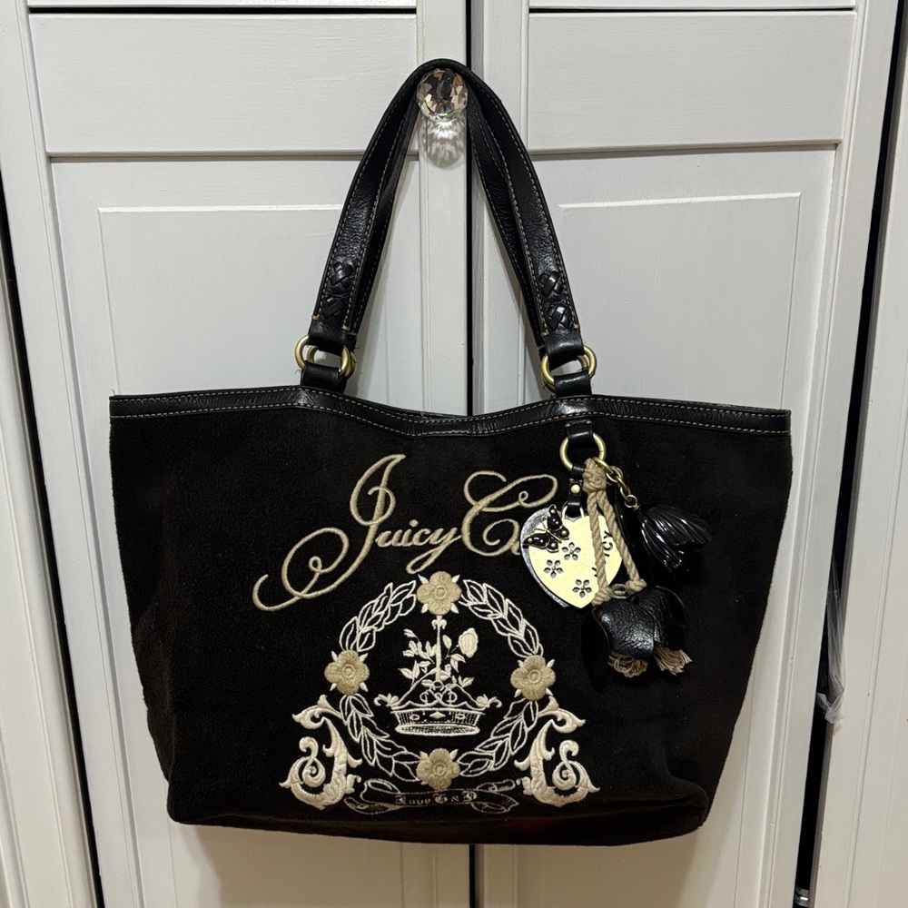 Juicy Couture Black and Gold Embroidered Tote